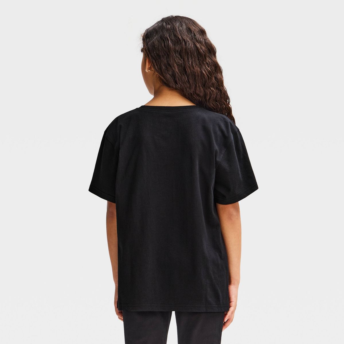 Girls' KPop Demon Hunters Huntrix Photo-Real Short Sleeve Oversized Graphic T-Shirt - Black - thumbnail 2