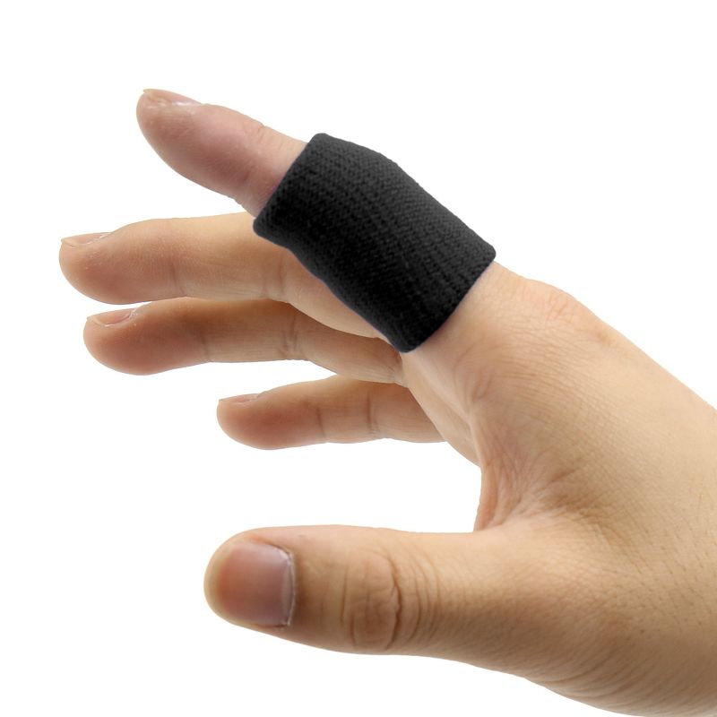 Unique Bargains 10pcs Black Cotton Stretch Sport Anti-dislocation Protect Finger Sleeve Support, 2 of 4
