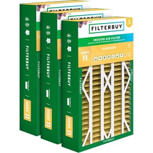Filterbuy 16x26x5 Air Filter (3-Pack), Pleated MERV 11 Allergen Defense HVAC AC Furnace Filters for Electro-, Emerson, White Rodgers, & Comfort Plus - 1 of 4