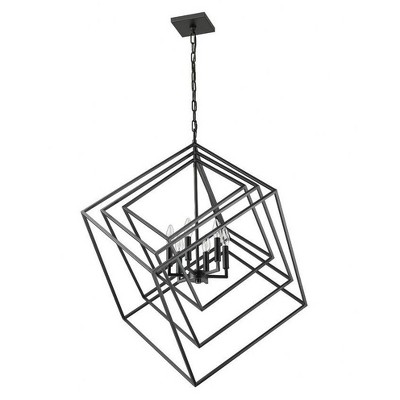 Matte Black Geometric Steel 6-Light Chandelier