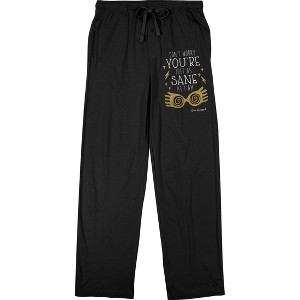 Harry Potter Luna Lovegood Don't Worry, You're Just As Sane As I Am Men's Black Sleep Pants - 1 of 4