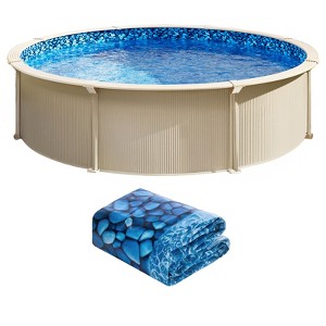 VEVOR 18-ft Round Above Ground Pool Liner, Overlap Pool Liners, Standard Gauge Vinyl, 48-to-54inch Wall Height, Blue - 1 of 4