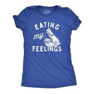 Womens Eating My Feelings T Shirt Funny Shark Bite Joke Tee For Ladies - Crazy Dog Women's T Shirt - 1 of 4
