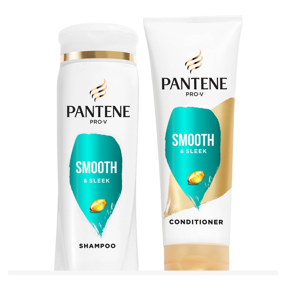 Photos - Hair Product Pantene Pro-V Smooth & Sleek Shampoo and Conditioner Bundle Pack - 22.4 fl 