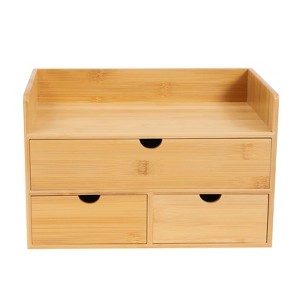YIYIBYUS Bamboo Desk Organizer Tabletop Storage Organization Box for Office Home - 1 of 4
