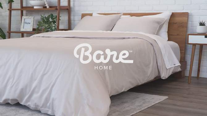 400 Thread Count Organic Cotton Sateen Duvet Cover and Sham Set by Bare Home, 2 of 6, play video