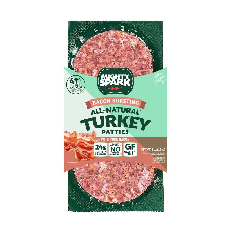 Mighty Spark Bacon Bursting Ground Turkey Patties - 8oz, 1 of 6
