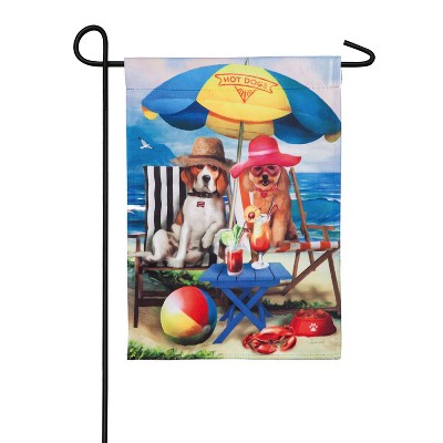 Evergreen Flag  Beach Dogs  Garden Suede Flag