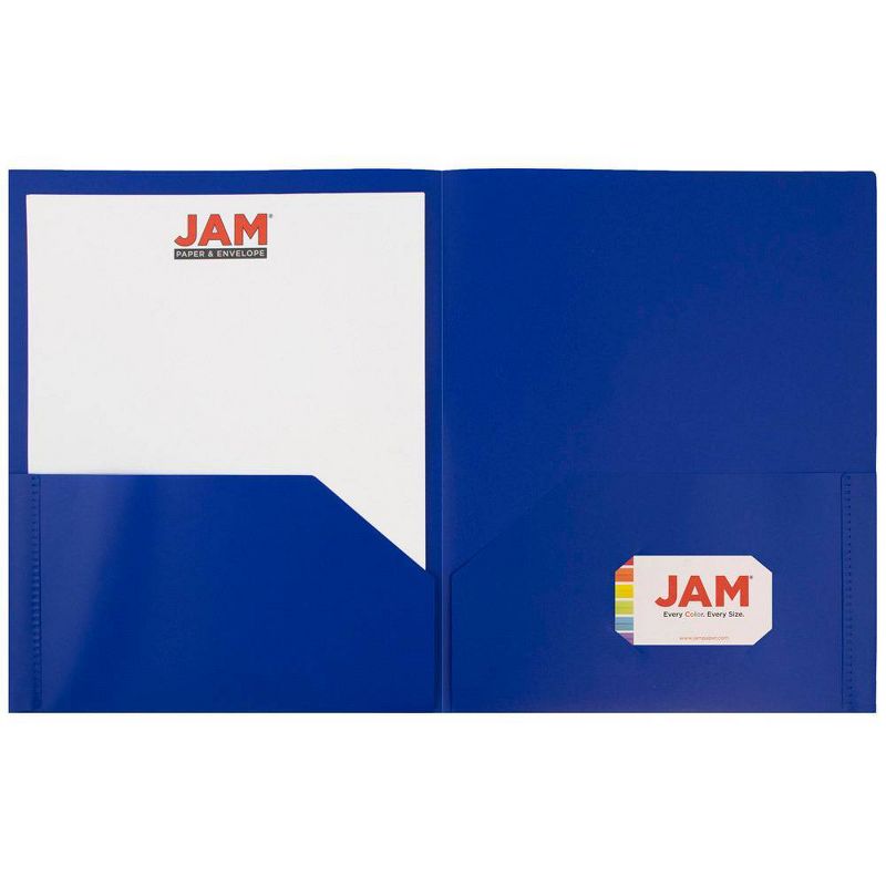 JAM 6pk POP 2 Pocket School Presentation Plastic Folders Blue, 4 of 7