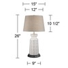 360 Lighting Helene Country Cottage Table Lamp 26" High Cream White Ceramic with Dimmable USB Workstation Base Tan Drum Linen for Living Room Desk - 4 of 4