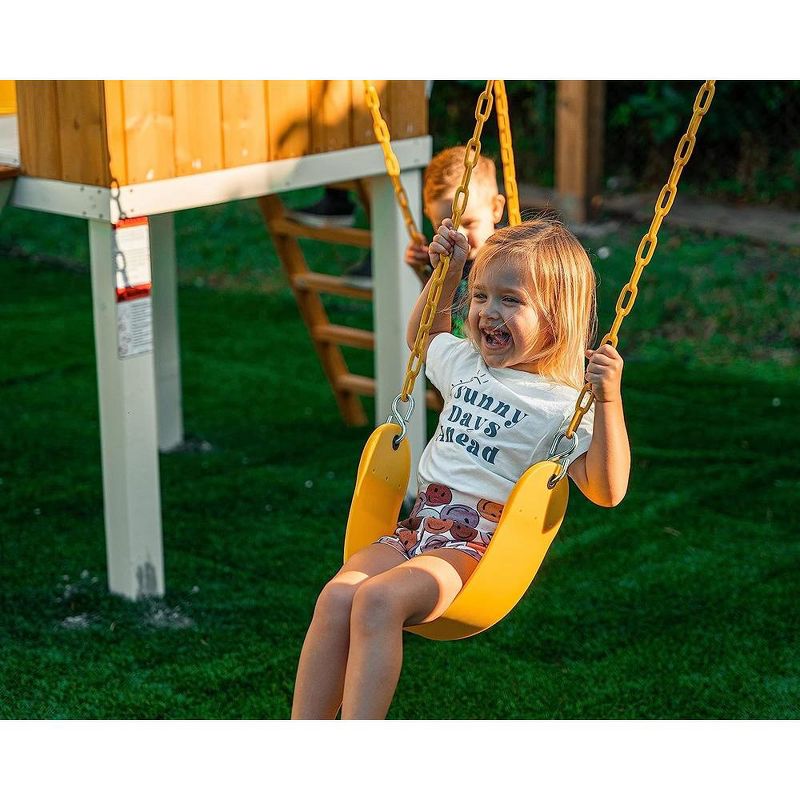 Avenlur Outdoor Swing Set: Clubhouse, slide, rock climbing wall, 2 swings, and more! Perfect for toddlers and kids ages 3-11, 5 of 8