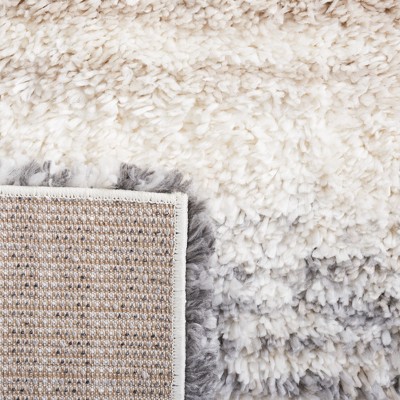 Fontana Ivory and Gray Shag 4' x 6' Synthetic Area Rug