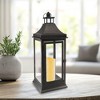 LumaBase Metal Lantern with Battery-Operated Candle - 19" Black - 2 of 4
