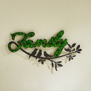 PAGED Eco-Friendly Preserved Moss Metal Wall Art, Wrought Iron Frame Wall Decor, Dynamic Letter Arrangement Framed Wall Art for Living Room - 1 of 4