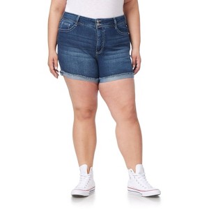 WallFlower Women's Luscious Curvy Denim Shorts Mid-Rise Bling Insta Stretch Juniors (Available in Plus Size) - 1 of 3