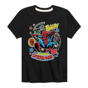 Boys' - Marvel - Spider-man Stickers Style Short Sleeve Graphic T-Shirt - 1 of 4