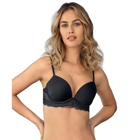 Leonisa Perfect Lift Underwire Push Up Bra with Lace Details - Black 32B