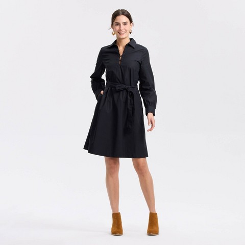 Женские платья Universal Thread Women's Bishop Long Sleeve Poplin Mini Shirtdress - Universal Thread™ Black S