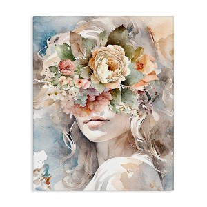 Stupell Industries Floral Portrait of Girl Canvas Art - 1 of 4