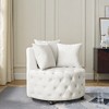 Velvet Upholstered Swivel Chair with Button Tufted Design, Movable Wheels and 3 Pillows for Living Room, Bedroom - 4 of 4