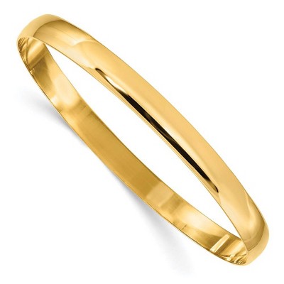 Black Bow Jewelry 6mm 14k Yellow Gold Polished Half Round Solid Bangle Bracelet
