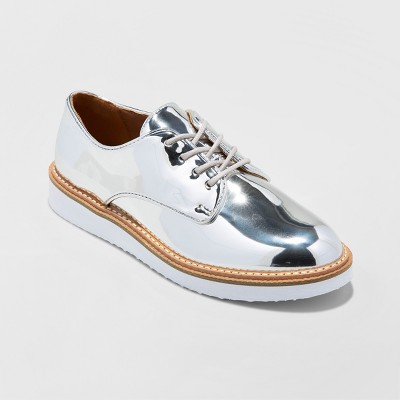 silver platform oxford shoes