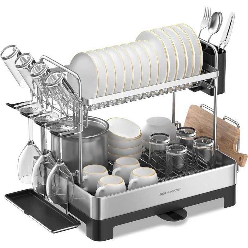 SONGMICS Dish Drying Rack - 2 Tier Dish Rack for Kitchen Counter, 1 of 10