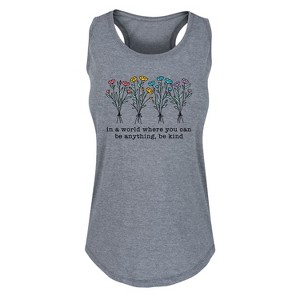 Women's - Instant Message - Be Kind Rainbow Flowers Graphic Racerback Tank - 1 of 4