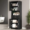 Tall Bathroom Cabinet with Four Doors, Large Storage Space Open Shelve, Upper Storage Cabinet - Leovsnove - 2 of 4