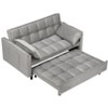 TiramisuBest Modern Velvet 3-in-1 Convertible Loveseat Sofa Bed with Rollaway Bed, Curved Backrest, Two Pillows, and Storage Pockets,Pink - 4 of 4