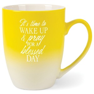 Elanze Designs It'S Time To Wake Up & Pray For A Blessed Day Two Toned Ombre Matte Yellow and White 12 ounce Ceramic Stoneware Coffee Cup Mug - 1 of 4