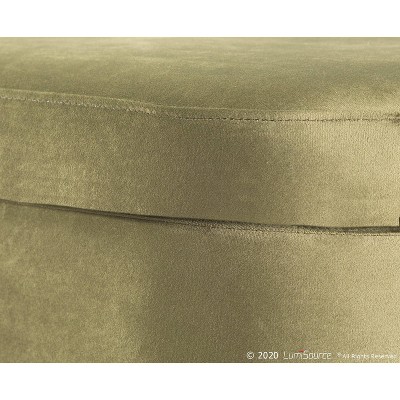Chloe 48" Green Velvet Gold Metal Contemporary Storage Bench