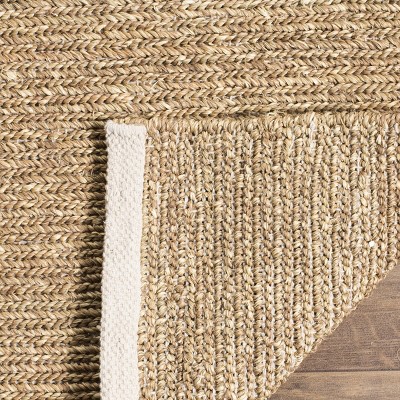 Natural Handwoven Seagrass and Cotton Runner Rug