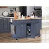 ORRD Kitchen Island with Rubber Wood Countertop, 5 Wheel Cart with Storage Cabinet & Drawers for Dining Room，Grey - 2 of 4
