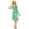 LA LEELA Women's House Daily Routine Evening Wear Boho Smocked Mini Flowy Casual Backless Dress Tube Top Strapless for Women One Size Blue, Floral - 2 of 4