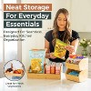 3 Pack Bamboo Potato,Onion Storage Bins -Ventilated Stackable Organizer Baskets with Handles, Multipurpose for Fruit/Vegetable/Pantry/Kitchen Counter - 2 of 4