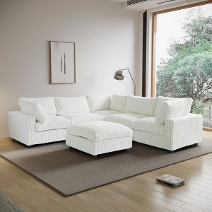 Cloud Modular Sectional Sofa,118" Oversized V Shaped Sofa Couch with Storage Ottoman,Plush Sofas for Living Room,5 Seater Couch with 1 Chaise - 1 of 4