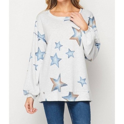Women's Star Print Pullover - honeyme