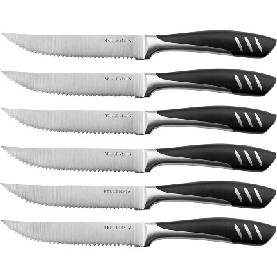 Bellemain Premium Steak Knife Set – Serrated, Stainless Steel, Dishwasher Safe