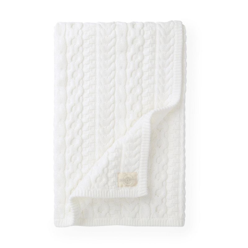 Hope & Henry Baby Cable Knit Blanket, Unisex, 1 of 4