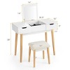Costway Vanity Table Set w/ Flip Top Mirror Drawers 9 Dividers Makeup Writing Desk - 4 of 4