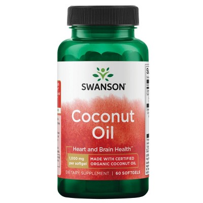 Swanson Coconut Oil Made with Certified Organic Coconut Oil 1,000 mg 60 Softgels.