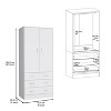 Armoire 71" H, with 2 doors, 3 drawers and 1 hanging rod, White - 4 of 4