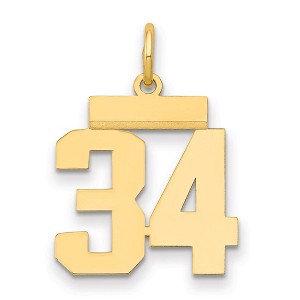 Black Bow Jewelry 14k Yellow Gold, Athletic Collection, Small Polished Number 34 Pendant - 1 of 3