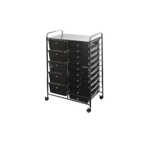 Seville Classics 15 Drawer Steel Organizer Wheeled Cart Black Target