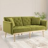 VYNXARIA Velvet Sofa ,Accent sofa,loveseat sofa with metal feet,Olive - 2 of 4