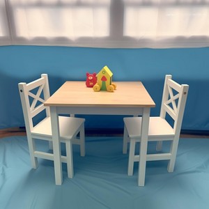 Aoibox Solid Wood Kids Table and 2 Chairs Set SereneWhite Irish Designer Montessori Style for 2-8 Years Toddler Easy Assembly - 1 of 4