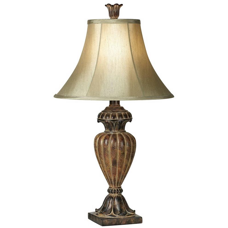 Regency Hill Traditional Table Lamp Urn 25.5" High Two Tone Bronze Off White Bell Shade for Living Room Family Bedroom Bedside Nightstand, 1 of 8