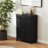 Costway Bathroom Floor Cabinet Freestanding Storage Organizer with 2 Doors Storage Cabinet Black/White - 2 of 4