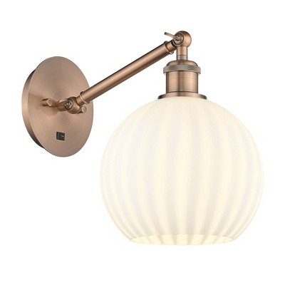 White Venetian - 1 Light Arm Adjusts Up and Down Wall Sconce In Modern Style-10 Inches Tall and 8 Inches Wide
